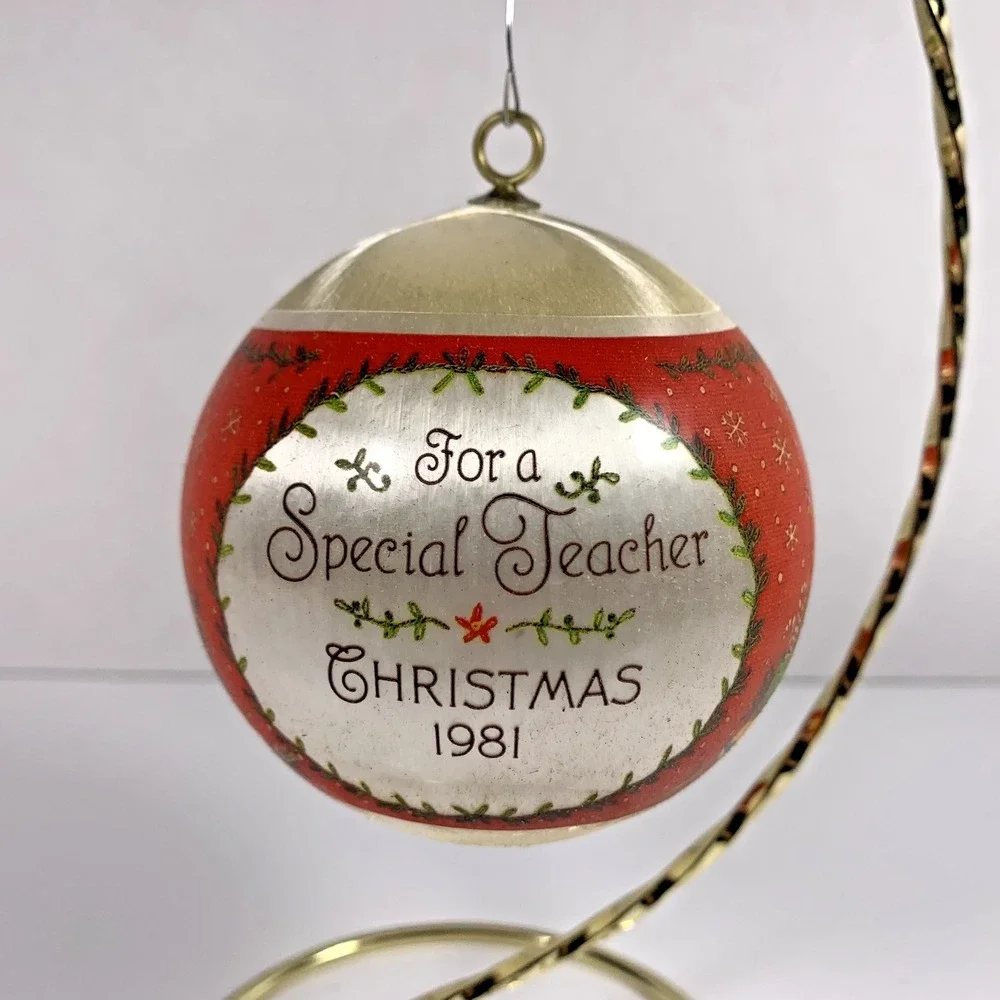 Hallmark 1981 Vintage Special Teacher Ornament‎ Satin Ball